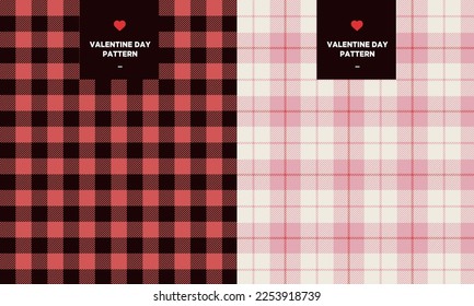Valentinstag-Prüfmuster-Set. Harmonie der roten und rosafarbenen Muster