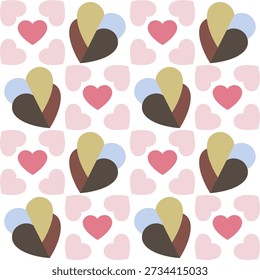 Valentine's Day Checkered Seamless Patter with Hearts. Repeating print for wrapping paper and textile. Romantic pink and red background. Chessboard backdrop texture. Vector illustration. abstract geometric colorful seamless pattern, background Heart shape illustration seamless pattern on pastel pink table, Valentine's day background concept. eps 10