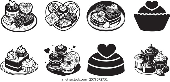 Valentine's Day Chocolate Delight, vector, silhouette, illustration