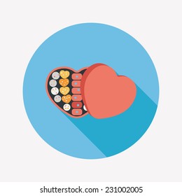 Valentine's Day chocolate flat icon with long shadow,eps10