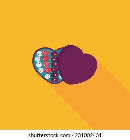 Valentine's Day chocolate flat icon with long shadow,eps10