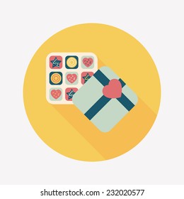 Valentine's Day chocolate flat icon with long shadow,eps10