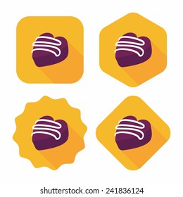 Valentine's Day chocolate flat icon with long shadow,eps10