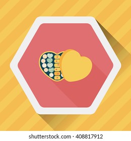 Valentine's Day chocolate flat icon with long shadow,eps10