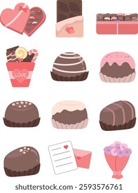 Valentine's Day Chocolate Gift Illustration