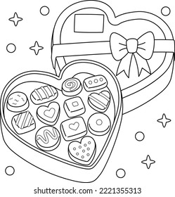 Valentines Day Chocolate Heart Coloring 