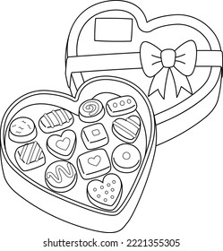 Valentines Day Chocolate Heart Isolated Coloring