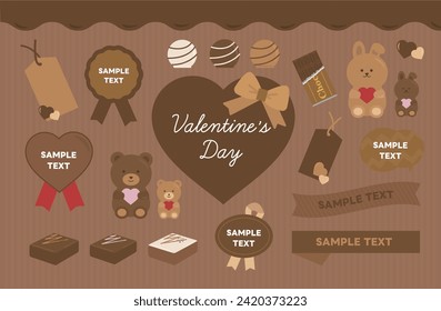 Valentine's Day Chocolate Heart Present Anniversary Frame Illustration Set