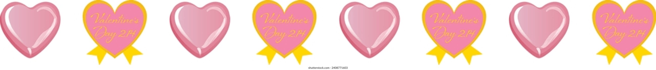 Valentine's day chocolate hearts set. Border frame. Vector illustration in flat style