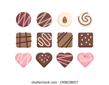 Valentine's Day Chocolate Icon Illustration Set