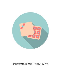 Valentine's Day chocolate icon, Vector flat long shadow design.Fall in love
