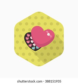 Valentine's Day chocolate icon, Vector flat long shadow design.Fall in love