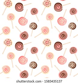 Valentine's day chocolate, strawberry candy seamless pattern, vector design.