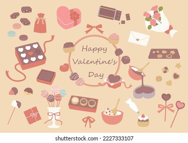 Valentine's day chocolate sweets illustration set