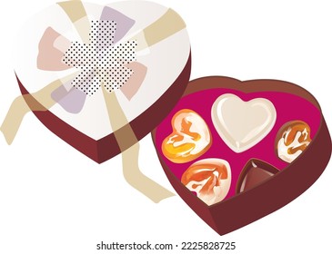 Valentine's Day chocolates in the heart-shaped box.