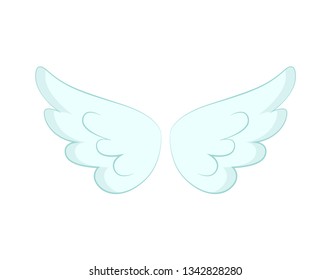 Valentines day or Christmas decor, angel wings of white feather vector. Flight and cupid or butterfly accessory, holy spirit, fantastic or mythical creature detail