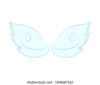 Valentines day or Christmas decor, angel wings of white feather. Flight and cupid or butterfly accessory, holy spirit, fantastic or mythical creature detail. Vector illustration in flat cartoon style