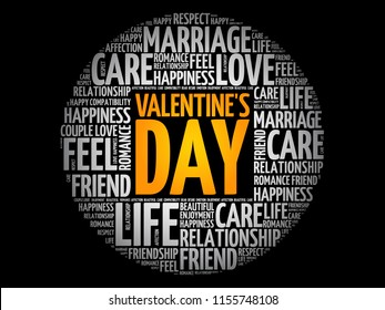 Valentine's Day circle word cloud collage, concept background