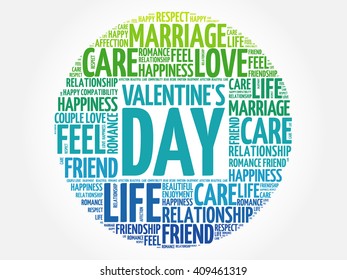 Valentine's Day circle word cloud collage concept