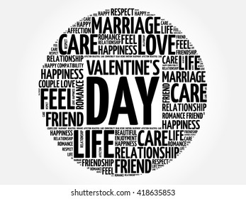 Valentine's Day circle word cloud collage concept