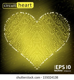valentine's day circuit heart. eps10 vector illustration 