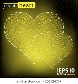 valentine's day circuit heart. eps10 vector illustration
