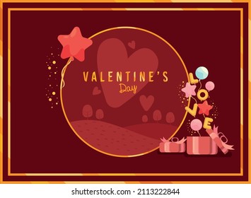 valentines day circular frame card