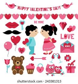 Valentine's day clip art set and elements for design