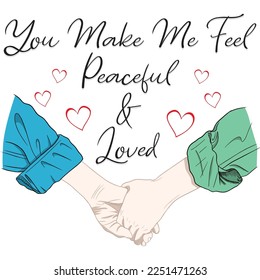 Valentine's day clipart, Love vector illustration. Holding hands wallpaper, Couple print.