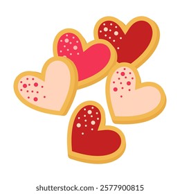 Valentine's day clipart with ring, chocolate, love, heart, gift, and cupcake. Love flat Illustration in cartoon style