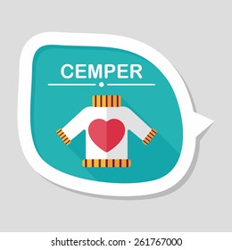Valentine's Day clothes flat icon with long shadow,eps10