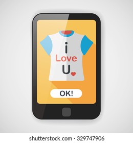 Valentine's Day clothes flat icon with long shadow,eps10
