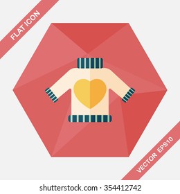 Valentine's Day clothes flat icon with long shadow,eps10