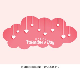 valentines day cloud with hanging hearts design