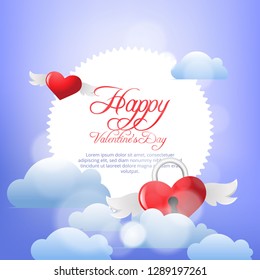 Valentine's day clouds and heart background	