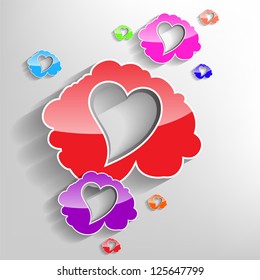 Valentines Day Clouds with a heart shaped inside in many colors.