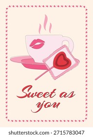 Valentine's Day Coffee Candy Gift Illustration