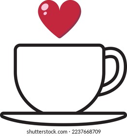 Valentines day coffee icon. Vector Illustration.