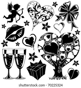 Valentines Day collection with Hearts, element for design, vector illustration