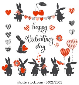 Valentine's Day collection isolated elements for design and lettering. Vector illustrations. 