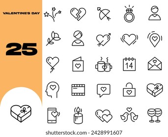 Valentine's Day collection. Thin line icon. Editable stroke. Valentine's Day icons for web and mobile app.