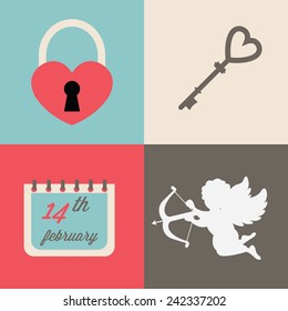 Valentine's day collection / Vector illustration / Valentine's day icons set / Flat design
