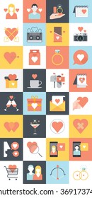 Valentines day color icon set suitable for info graphics, websites and print media. Color, vector, flat icons.
