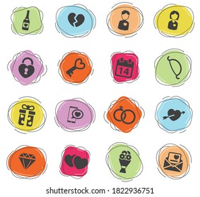 Valentines day color vector icons for web and user interface