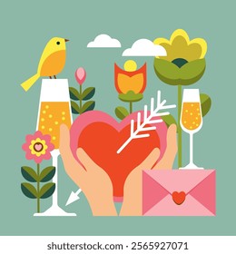 Valentine's Day. Color vector illustration.