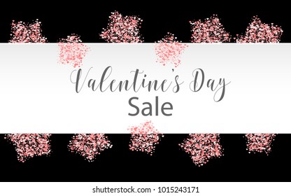 Valentines Day colored confetti paper star background. Random falling origami. Greeting invitation frame. Vector Valentine design illustration. Festive heart party element. Carnival decor template.