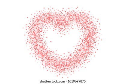 Valentines Day colored confetti paper heart background. Random falling origami. Greeting invitation frame. Vector Valentine design illustration. Festive love party element. Carnival decor template.