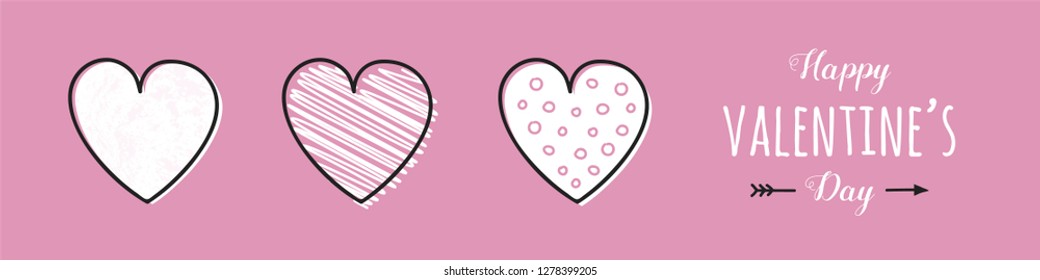 Valentine's Day - colorful banner with cute hearts. Vector