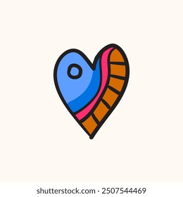 Valentine's day colorful hearts cubism geometric doodle, black background. Vector illustration.