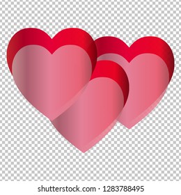 Valentine's Day. Colorful hearts on a transparent background. Vector illustration